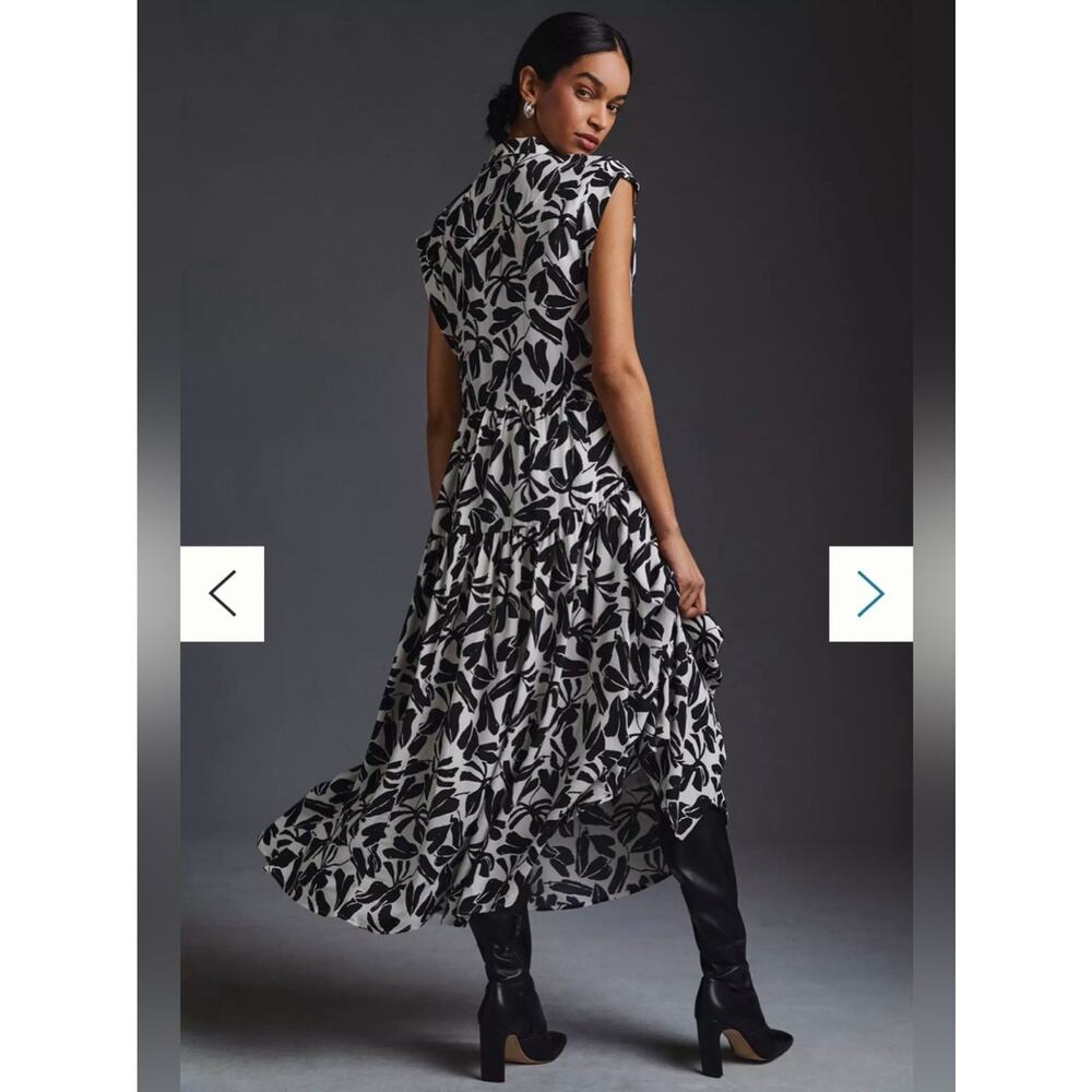 By Anthropologie Tiered Shirt Dress Size Medium - Picture 2 of 10